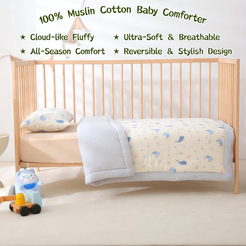 CLoucl Cotton Muslin Toddler Comforter/Quilt,Ultra Soft & Breathble Muslin Toddler Blanket,All Season Baby Blankets for Boys and Girls, Machine Washable,41"x48" - Image 4